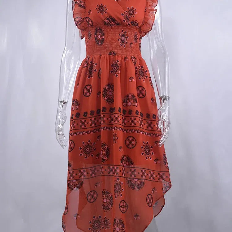 LP | Donne estive modello vintage con volant e abito Midi