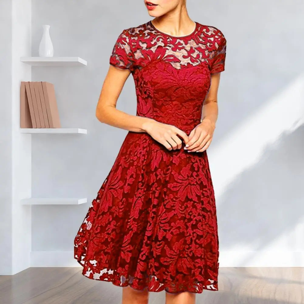 LP | Elegante più dimensioni estate mini abito A-line stile scollatura rotonda