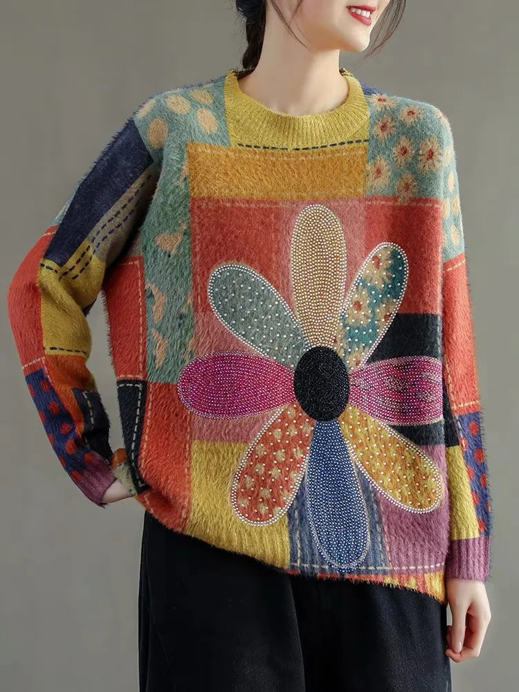 LP Maglia elegante con motivo floreale