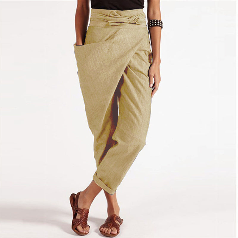 LP | Elegante pantalone cropped con fascia frontale
