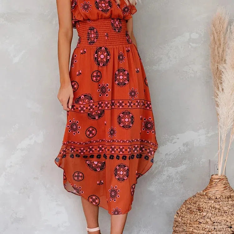 LP | Donne estive modello vintage con volant e abito Midi