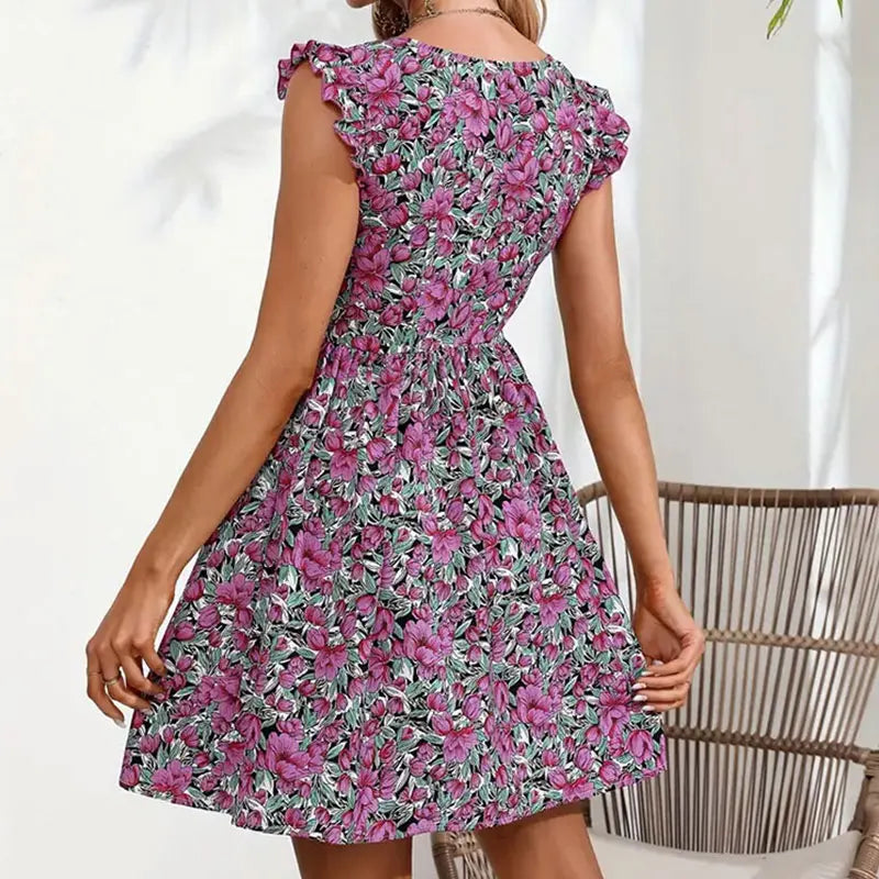 LP | Y.KUKU Marchio Abiti da donna stampati Mini abito floreale tropicale