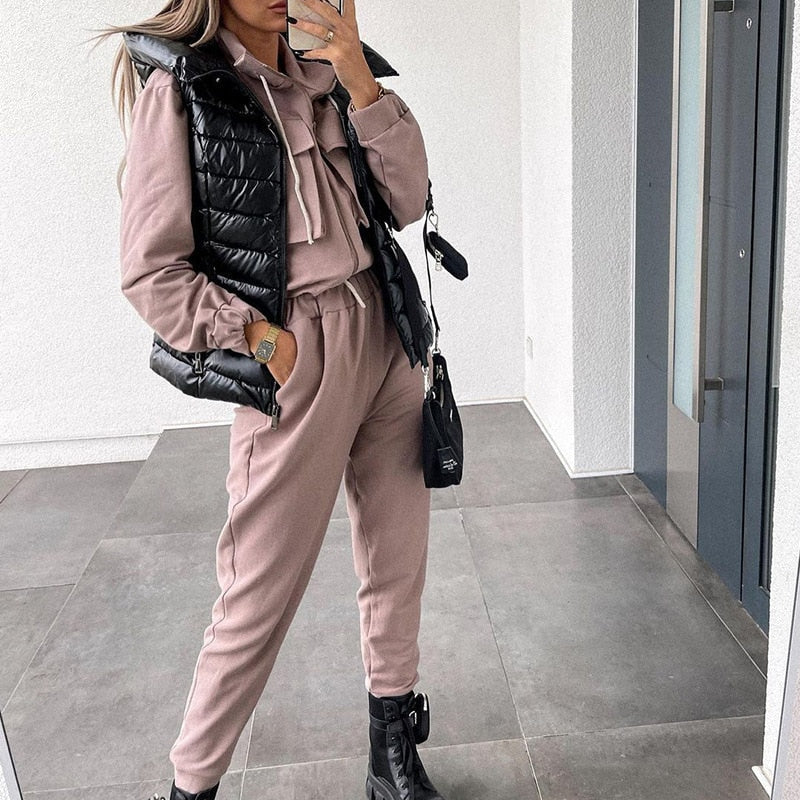 LP | tuta moda donna | giacca e pantaloni con zip a maniche lunghe