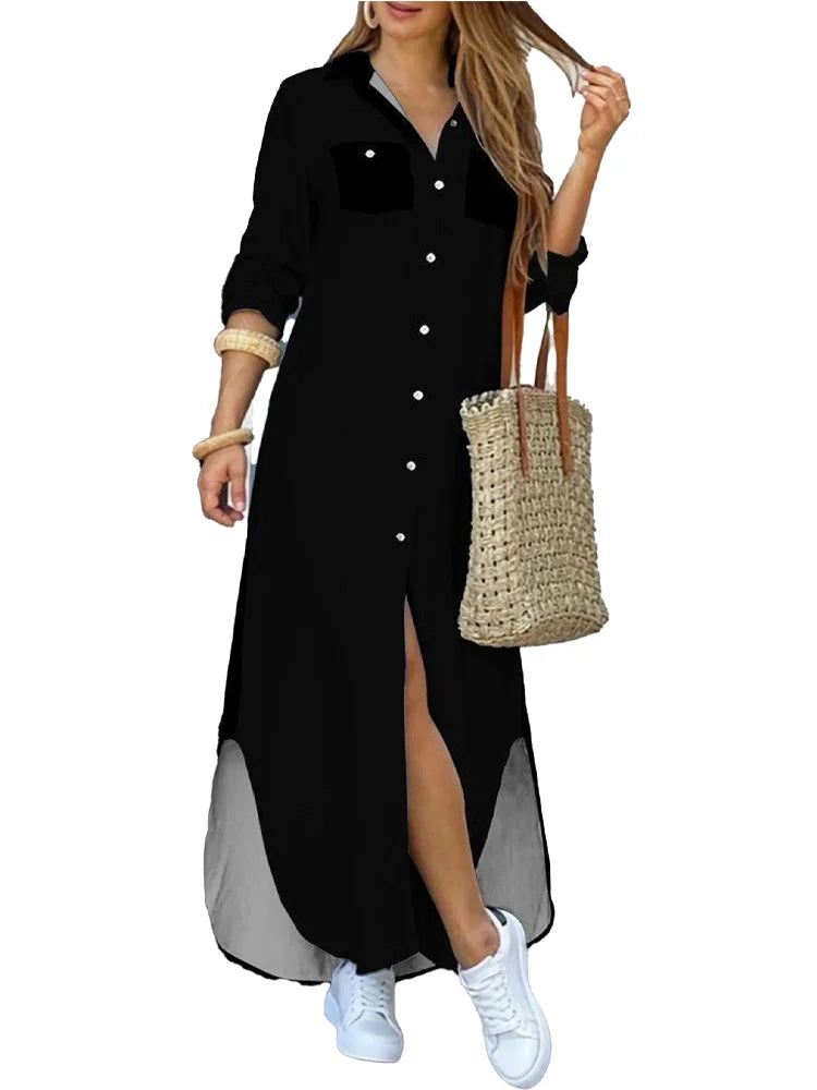 LP | Abito camicia da donna a maniche lunghe alla moda