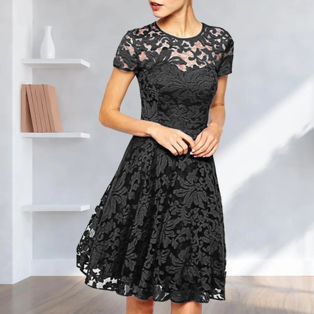 LP | Elegante più dimensioni estate mini abito A-line stile scollatura rotonda