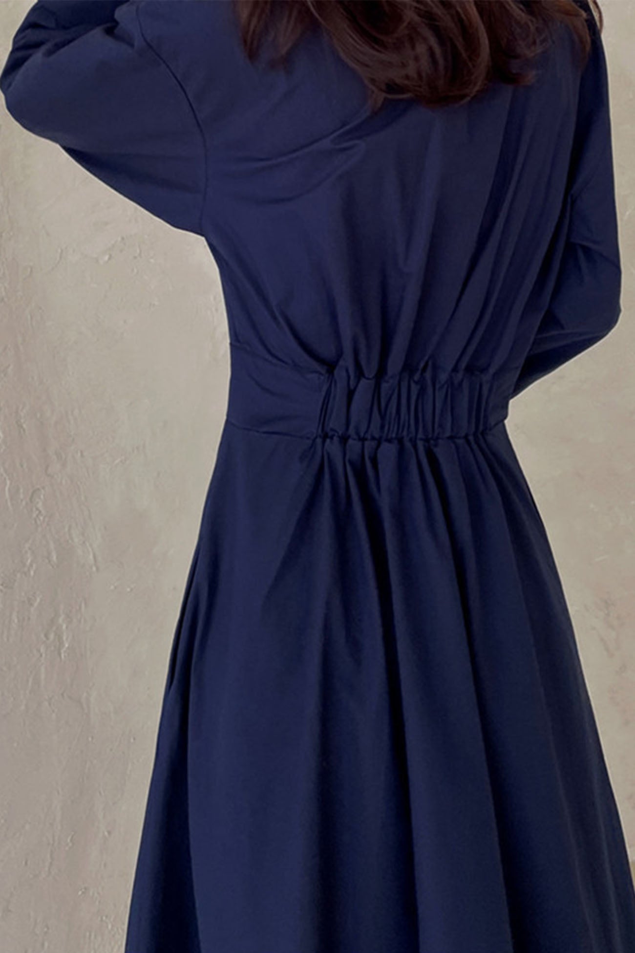 LP | Abito midi a maniche lunghe in cotone, con linea a camicia