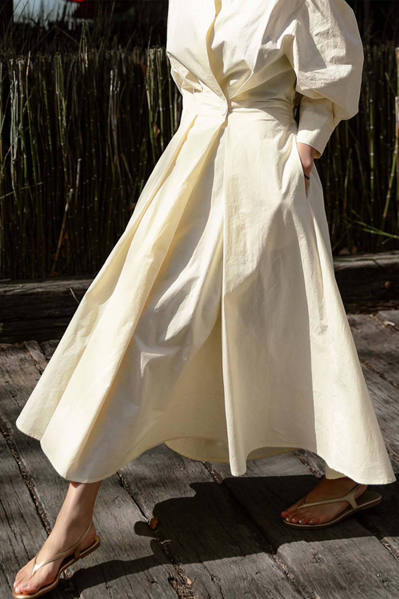 LP | Abito midi a maniche lunghe in cotone, con linea a camicia