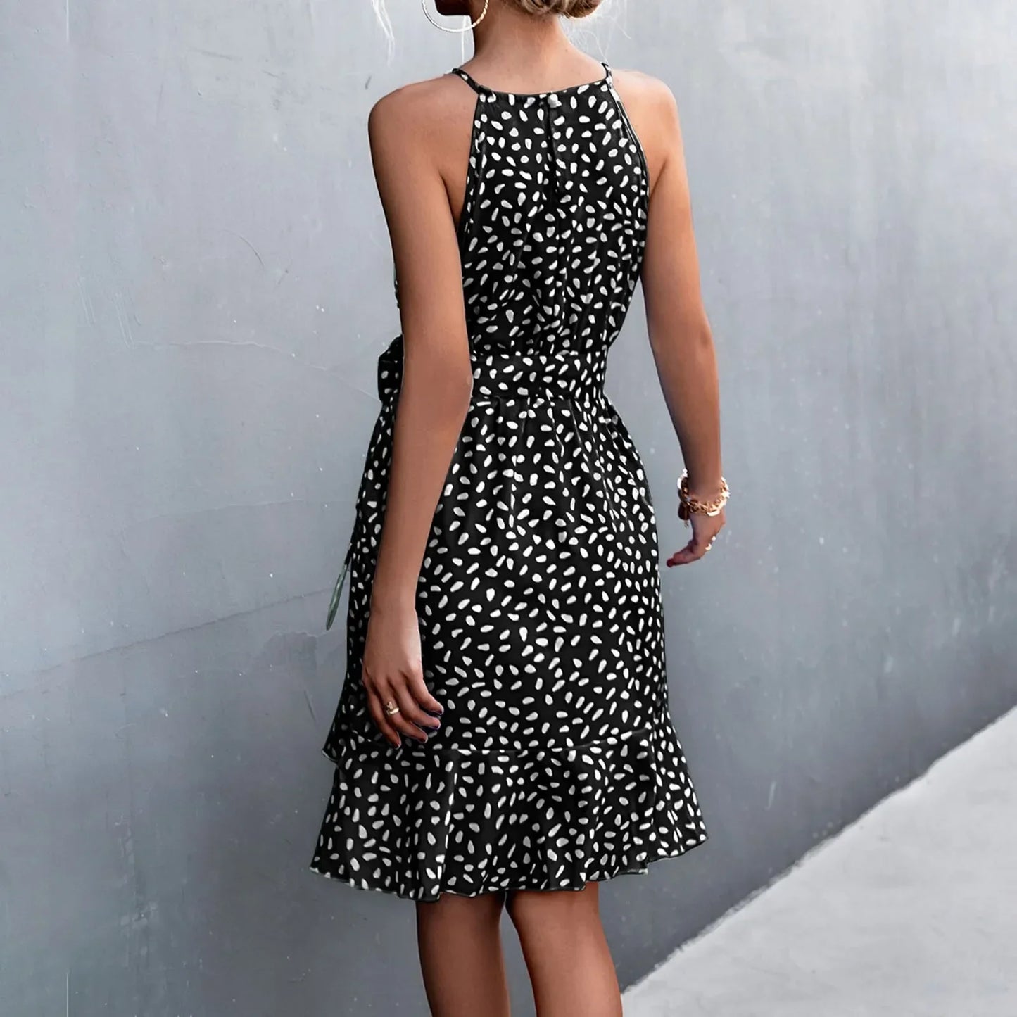 LP | 2024 Abito midi allacciato con cintura con stampa floreale Boho