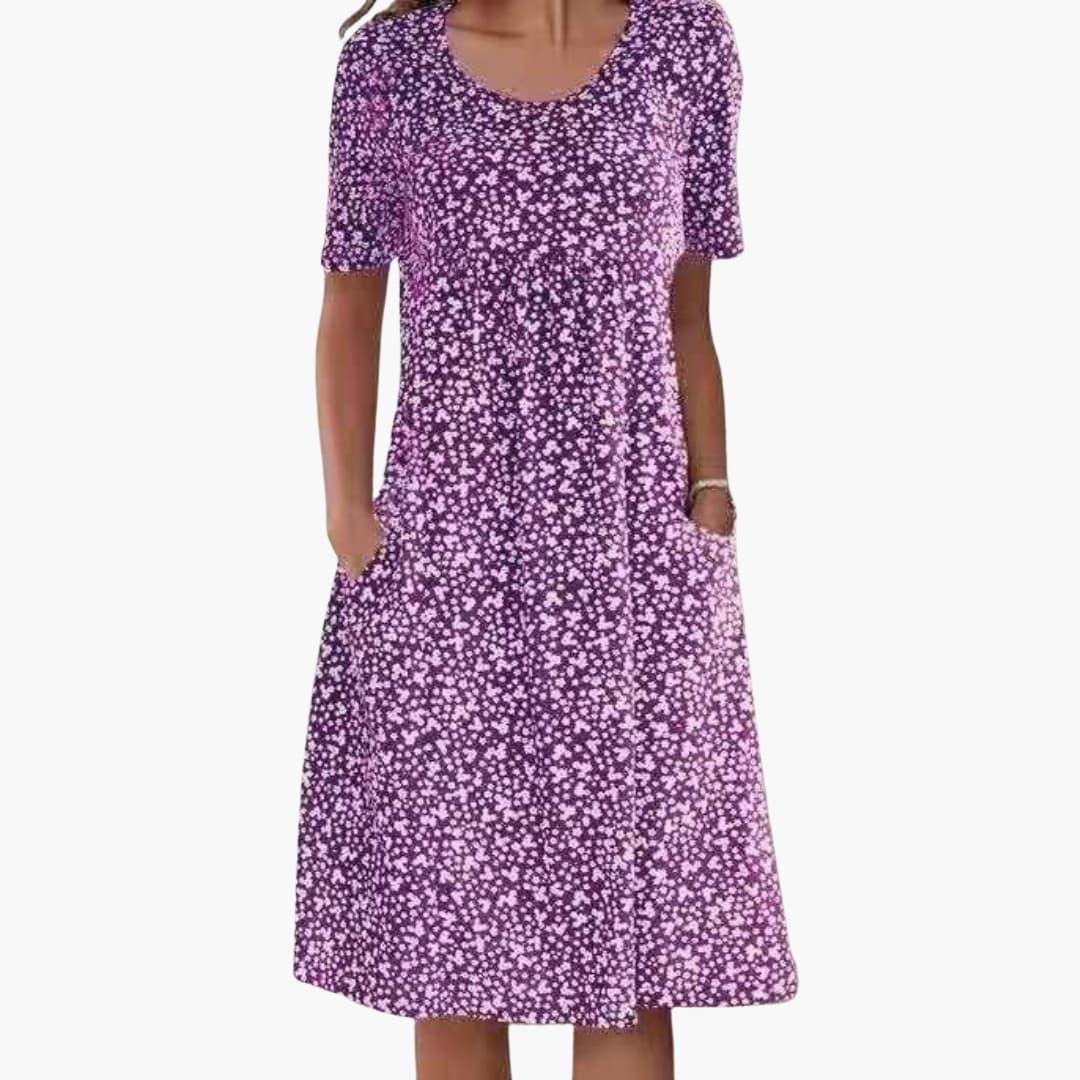 LP | Abito midi boho da donna con maniche corte e tasche