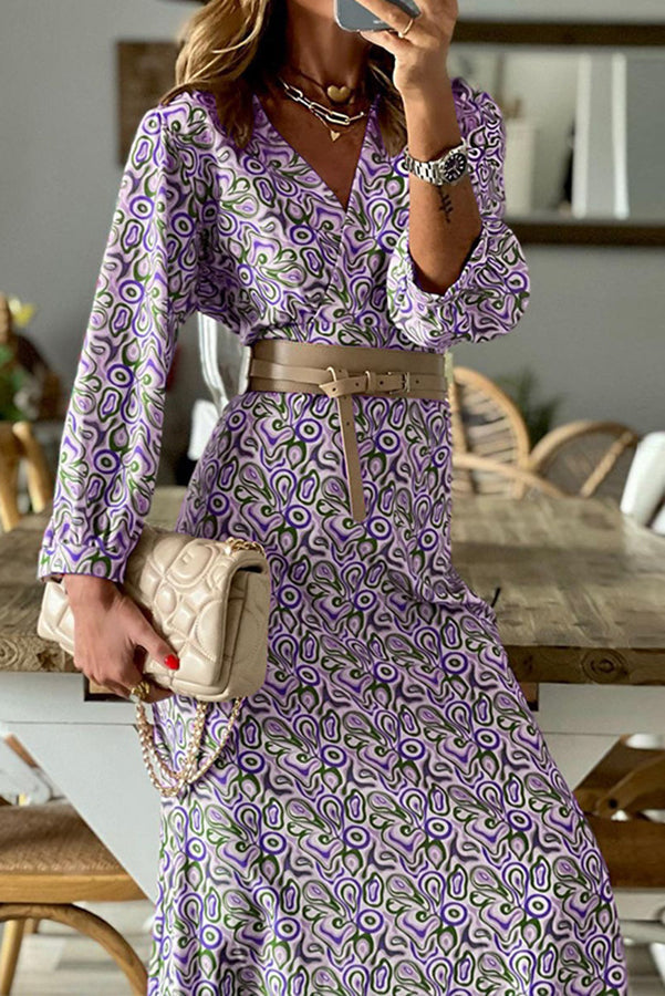 LP | Abito midi con scollo a V e stampa multipla