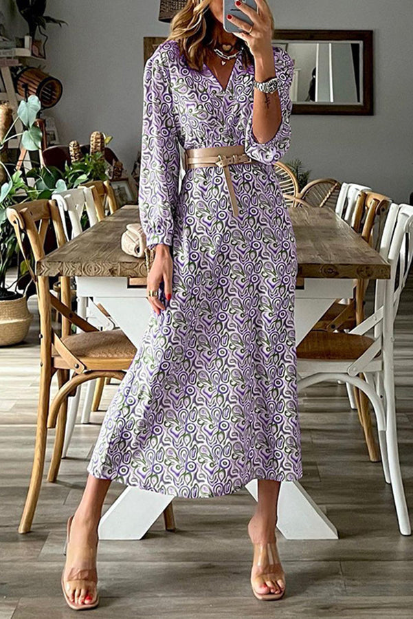 LP | Abito midi con scollo a V e stampa multipla