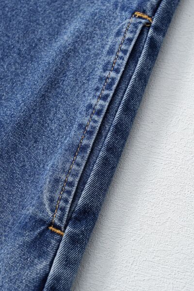 LP | Mini abito in denim a maniche corte con colletto e tasche applicate