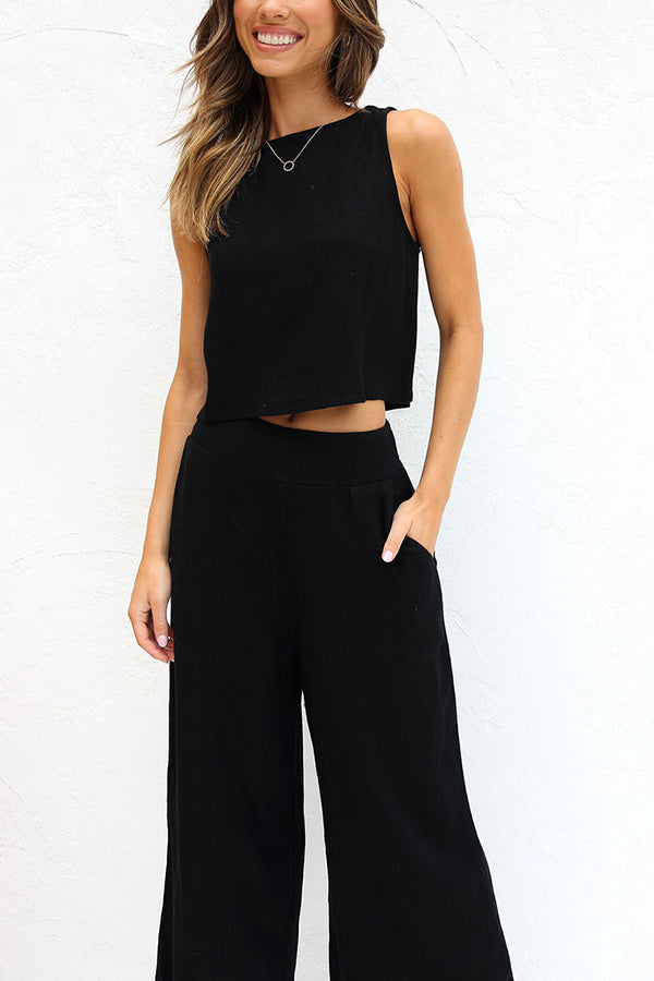 LP | Khiara - Set di pantaloni con taschino e top con bottoni di base