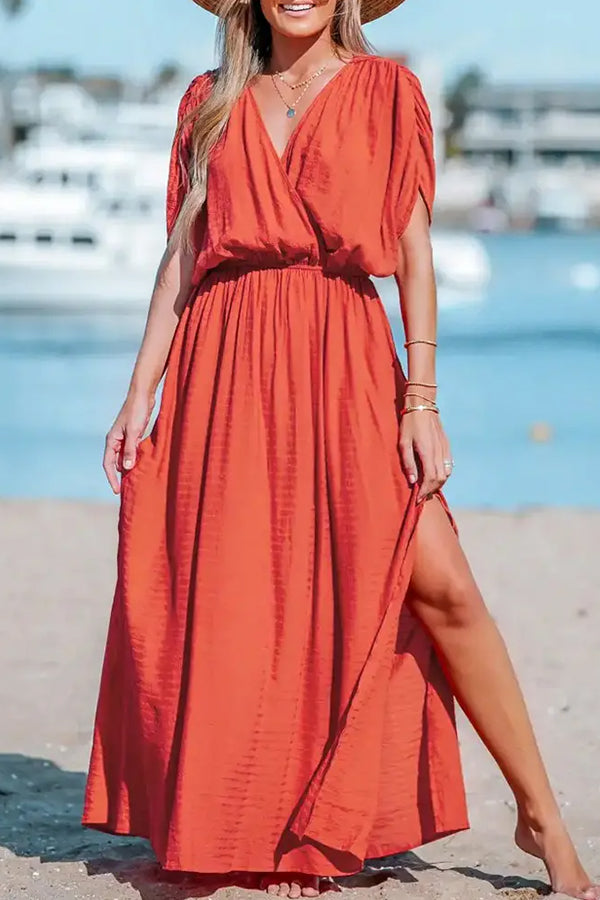 LP | Scollo overcut Orlo spaccato Maxi abito arricciato