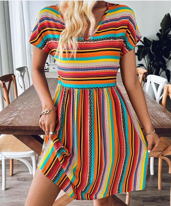 LP | Mini abito boho a righe chic e fluente