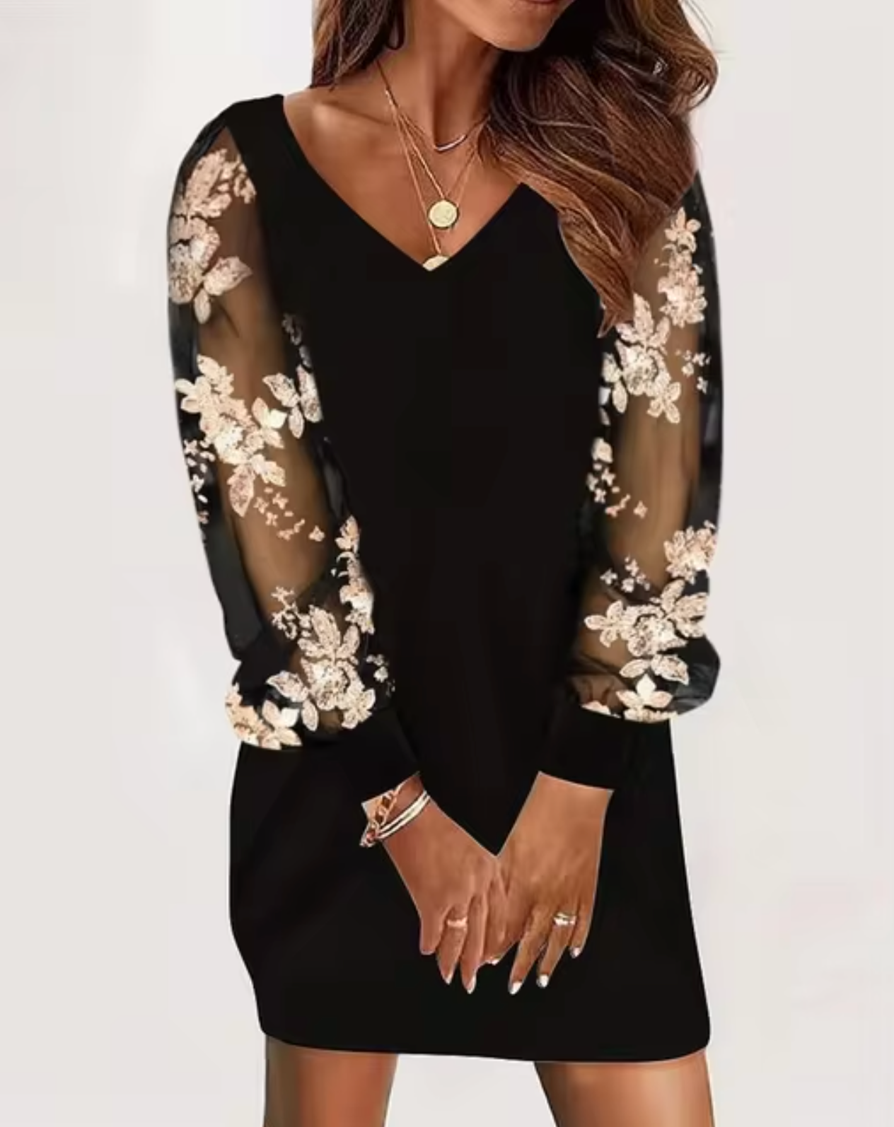 LP | Mini abito elegante in pizzo con scollatura a V