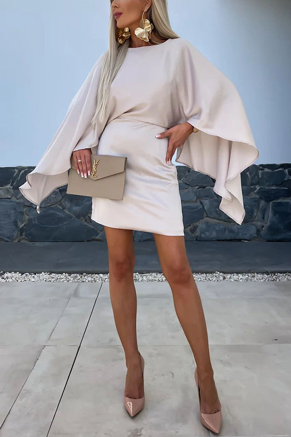 LP | Bellissime ali di raso farfalla maniche elasticizzate vita formale mini abito