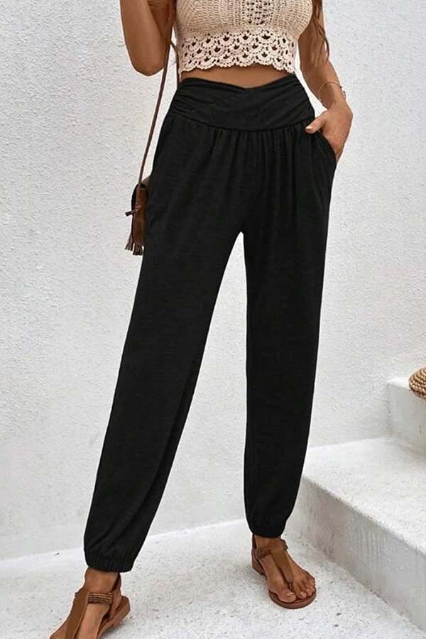 LP | Pantaloni casual a vita alta con tasca allentata