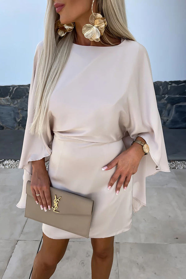 LP | Bellissime ali di raso farfalla maniche elasticizzate vita formale mini abito