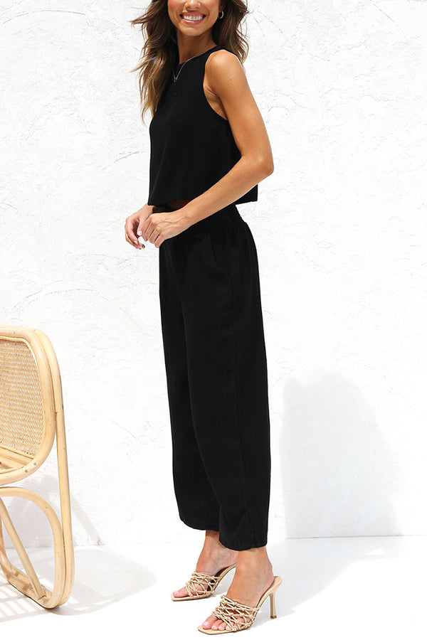 LP | Khiara - Set di pantaloni con taschino e top con bottoni di base