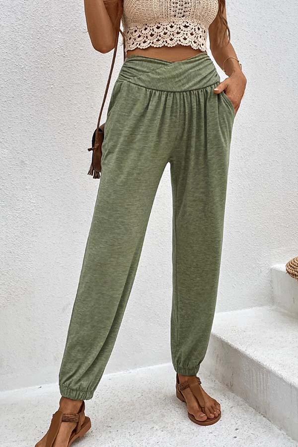 LP | Pantaloni casual a vita alta con tasca allentata