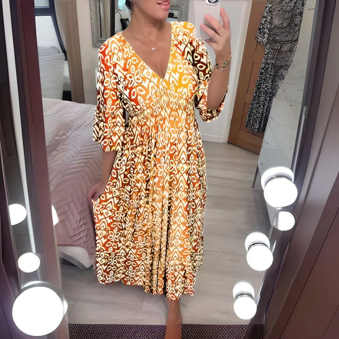 LP | Maxi abito con scollo a V e motivo boho