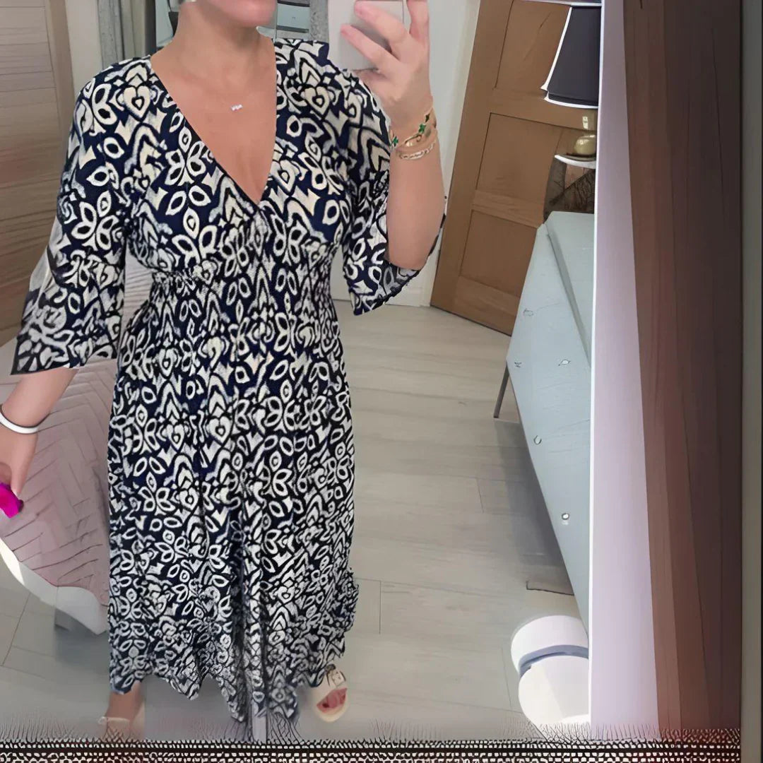LP | Maxi abito con scollo a V e motivo boho