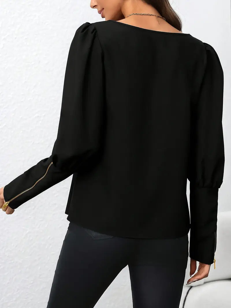 LP | Top elegante da donna con maniche a sbuffo
