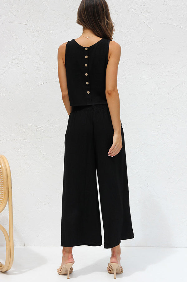 LP | Khiara - Set di pantaloni con taschino e top con bottoni di base