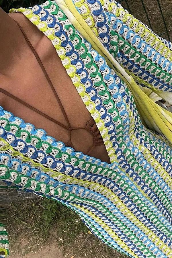 LP | Maglia da spiaggia Bondi con stampa a onde colorate, maxi abito da vacanza a maniche lunghe
