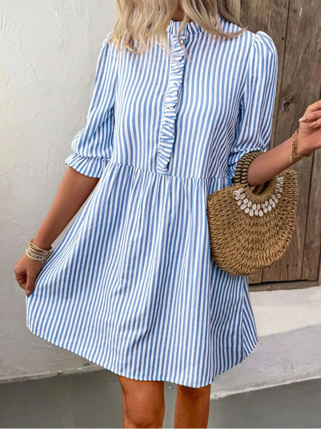 LP | Mini abito camicia a righe con mezze maniche