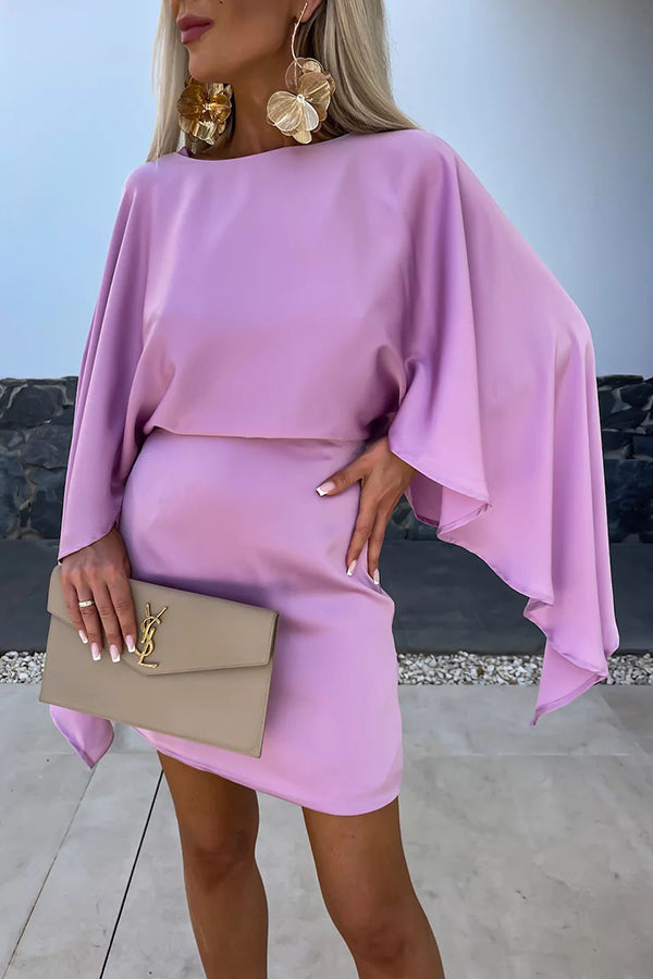 LP | Bellissime ali di raso farfalla maniche elasticizzate vita formale mini abito