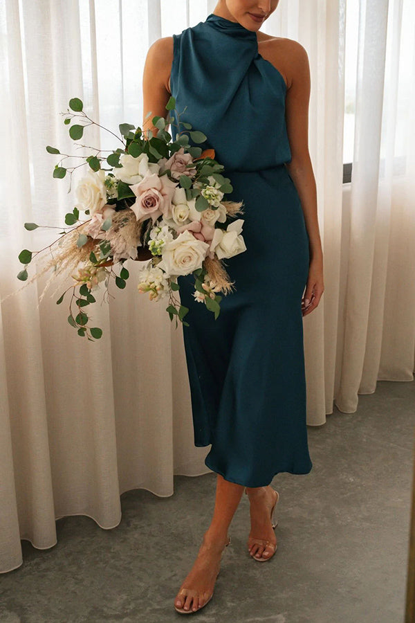 LP | Perfectly Yours Maxi abito con scollatura alta e vita elastica in raso