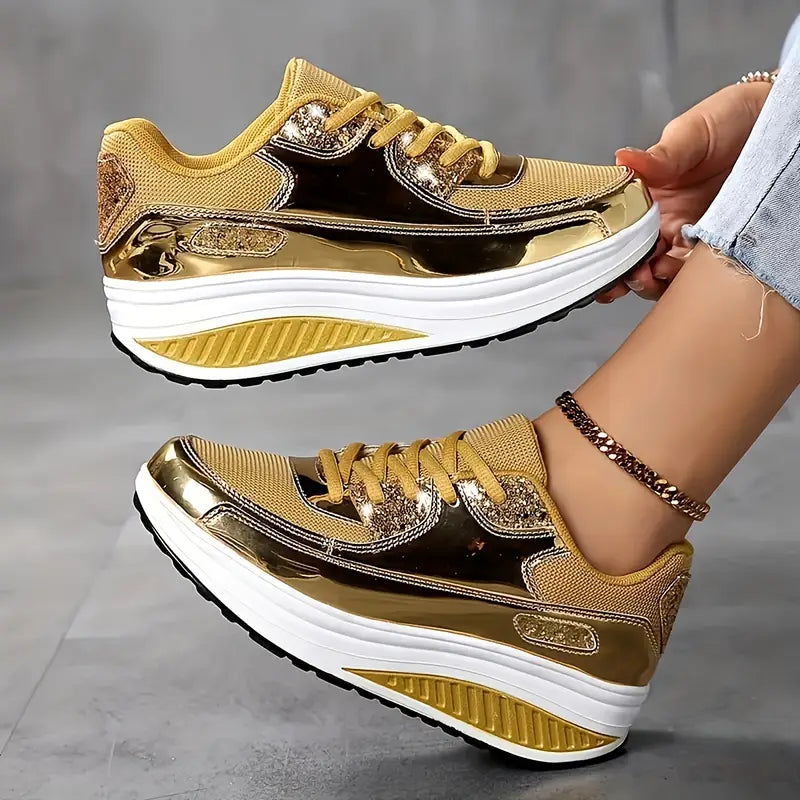 LP | Scarpe da ginnastica da donna in look metallizzato