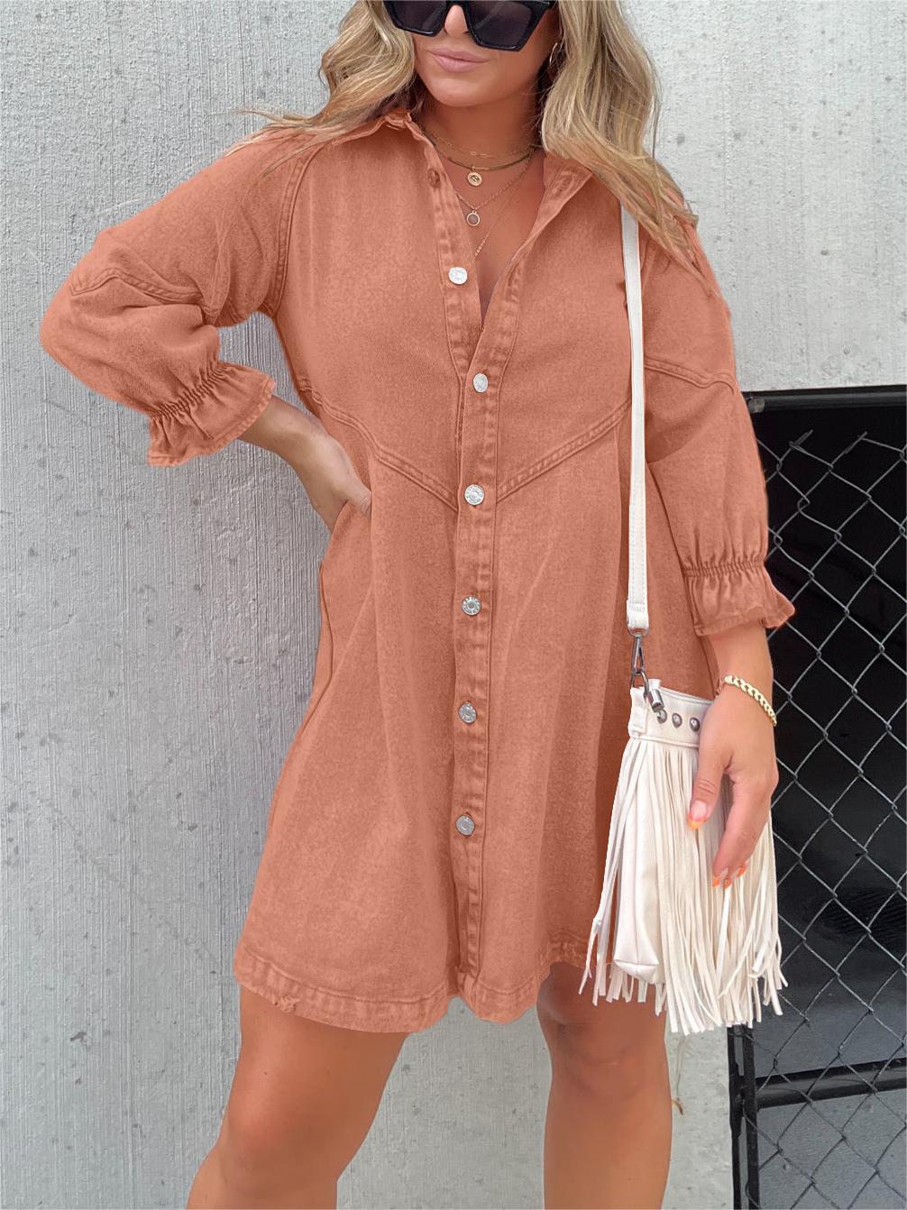LP | Abito midi in denim con collo risvoltato chic