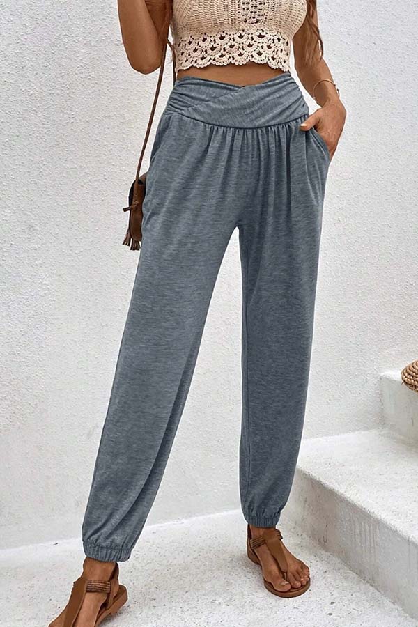 LP | Pantaloni casual a vita alta con tasca allentata