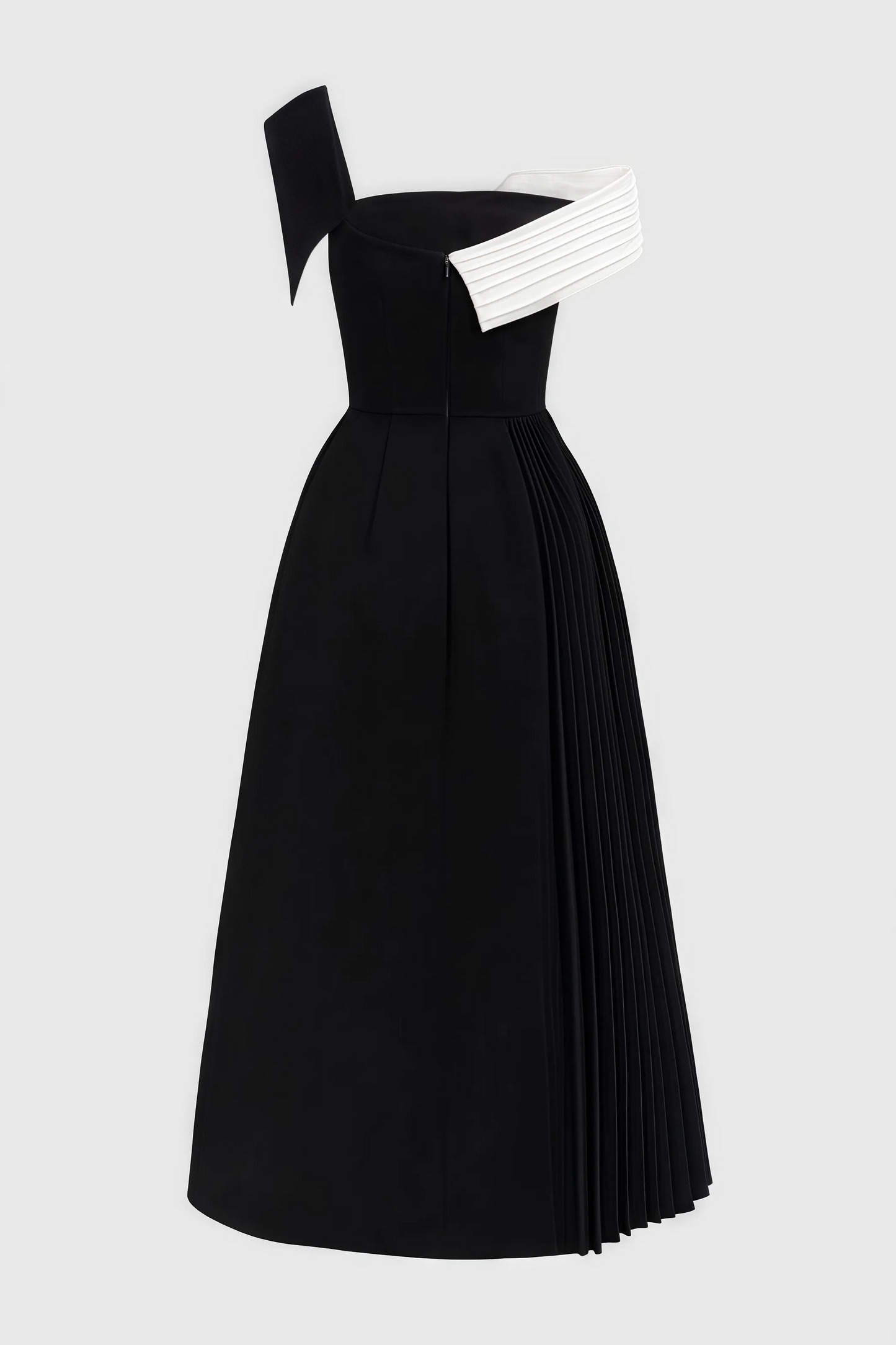 LP | Abito midi asimmetrico nero con inserto bianco