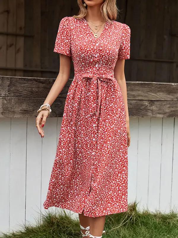 LP | Abito midi con motivo floreale e look a portafoglio