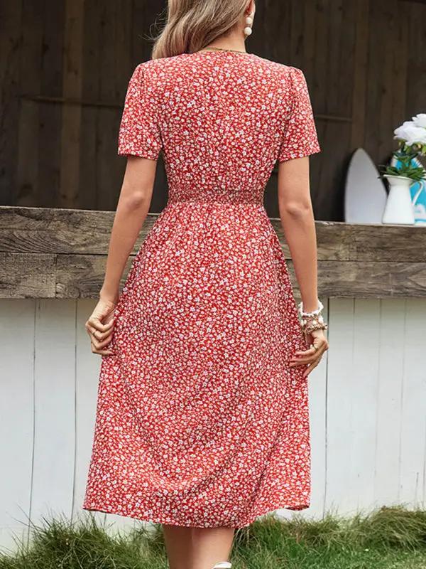 LP | Abito midi con motivo floreale e look a portafoglio