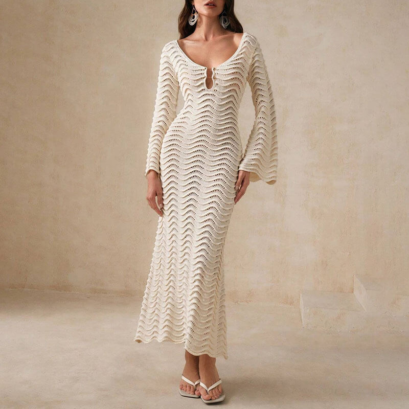 LP | elegante abito midi all'uncinetto per donna