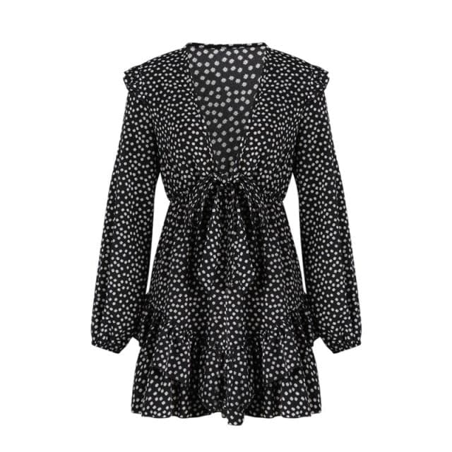 LP | Vestito da donna Boho floreale con volant corto Mini abito