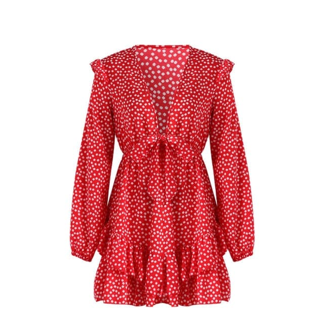 LP | Vestito da donna Boho floreale con volant corto Mini abito
