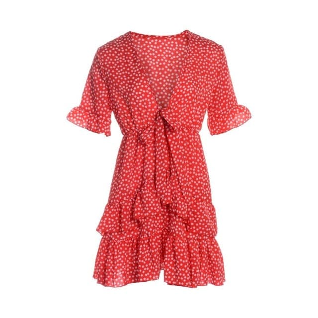LP | Vestito da donna Boho floreale con volant corto Mini abito