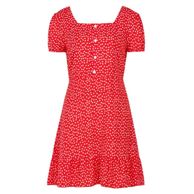 LP | Vestito da donna Boho floreale con volant corto Mini abito