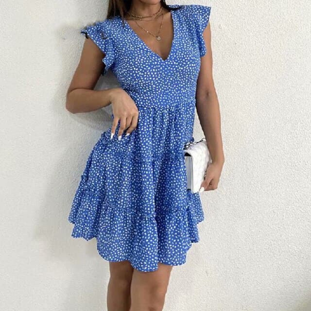 LP | Vestito da donna Boho floreale con volant corto Mini abito