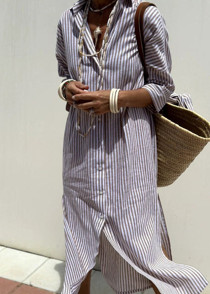 LP | Vestito estivo a righe rosse con camicia lunga e mezze maniche