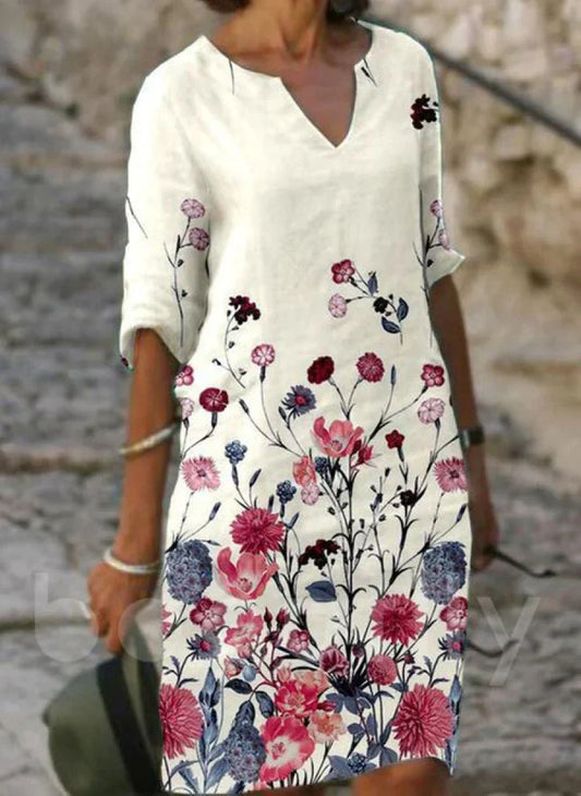 LP | Abito midi stampato con scollo a V