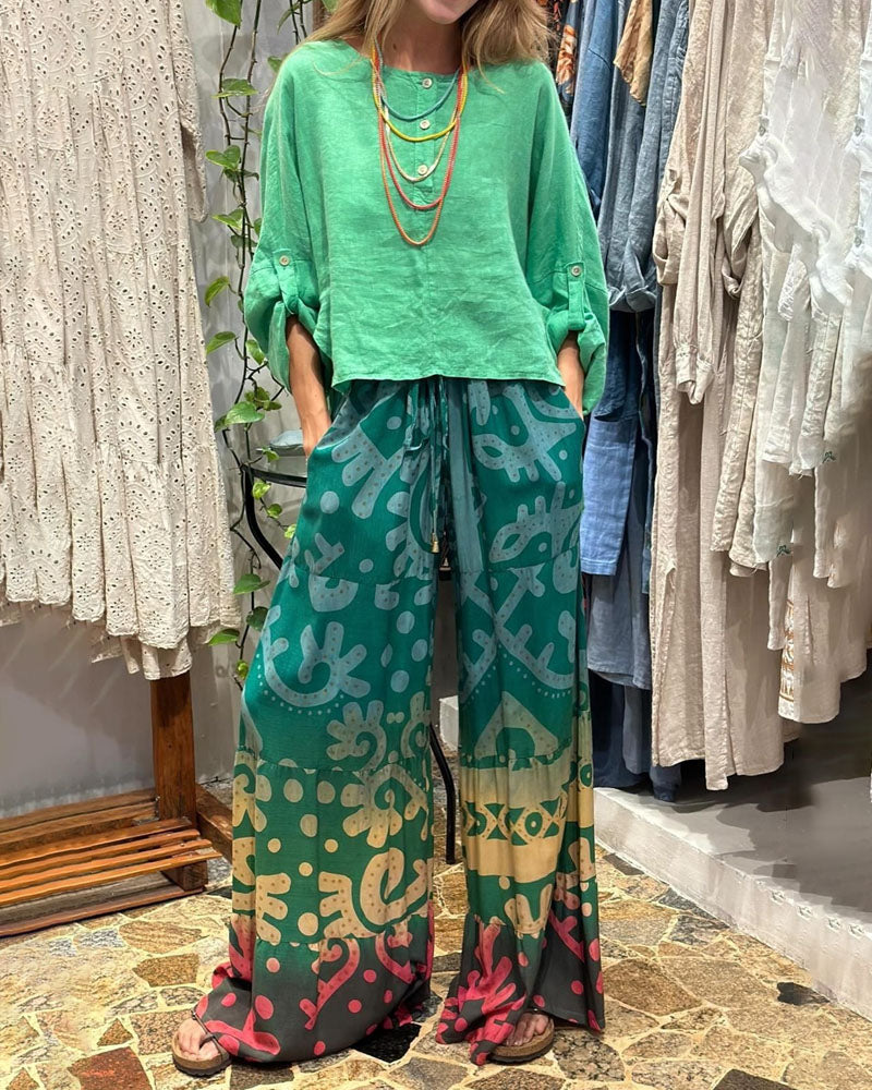 LP | Set due pezzi composto da top casual e pantaloni stampati