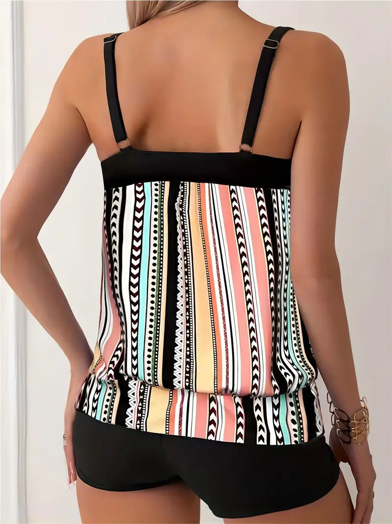 LP | Tankini a righe con stampa