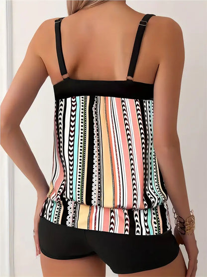 LP | Tankini a righe con stampa